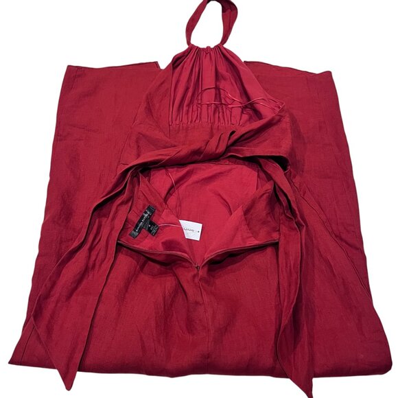 Banana Republic Lisa Linen Halter Midi Dress, Red Embers, 0 - Picture 9 of 12